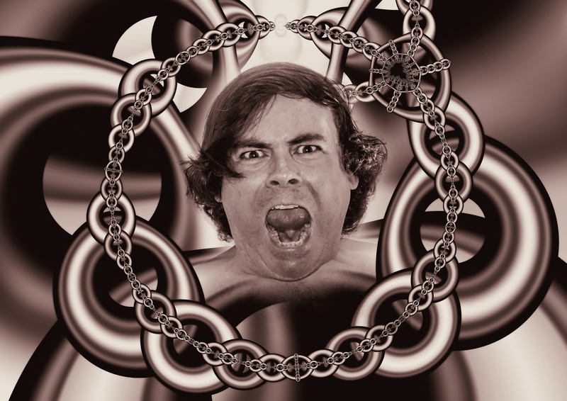 strength, shouting, one person, manic, paranoid, human face, affective disorder, hairstyle, aggression, chain, personality disorder, cry, people, human body part
