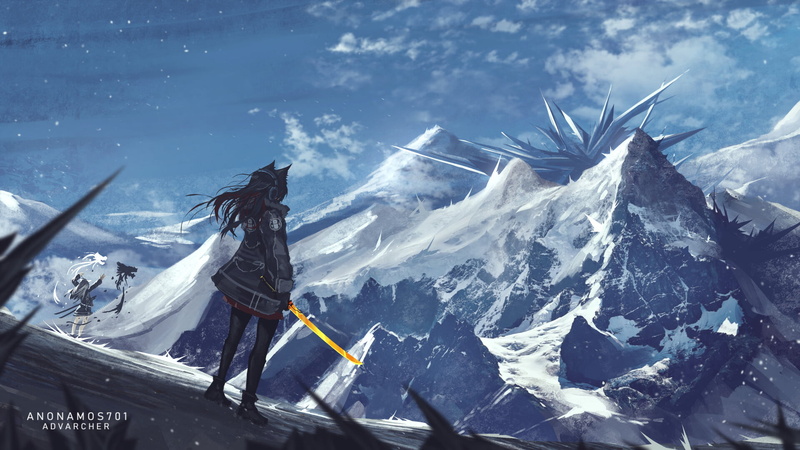 snow, mountains, Arknights, fantasy art, 1080P