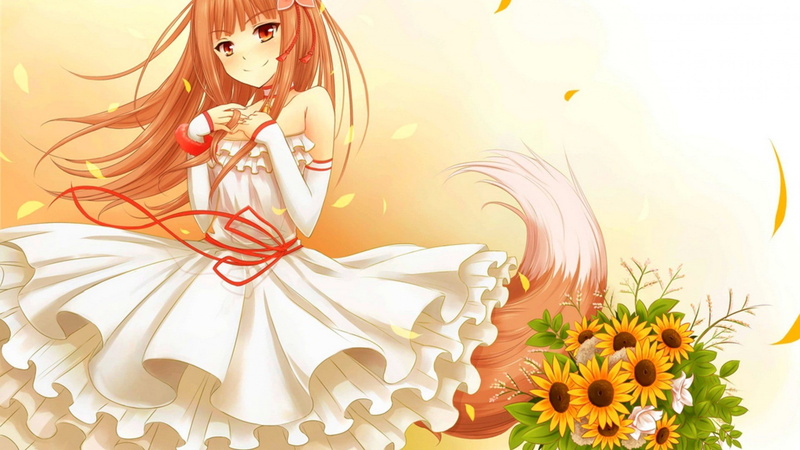 plant, clothing, Spice and Wolf, beauty, flower, adult, 1080P, nature, yellow, beautiful people, flowering plant, young adult, young women, beauty in nature