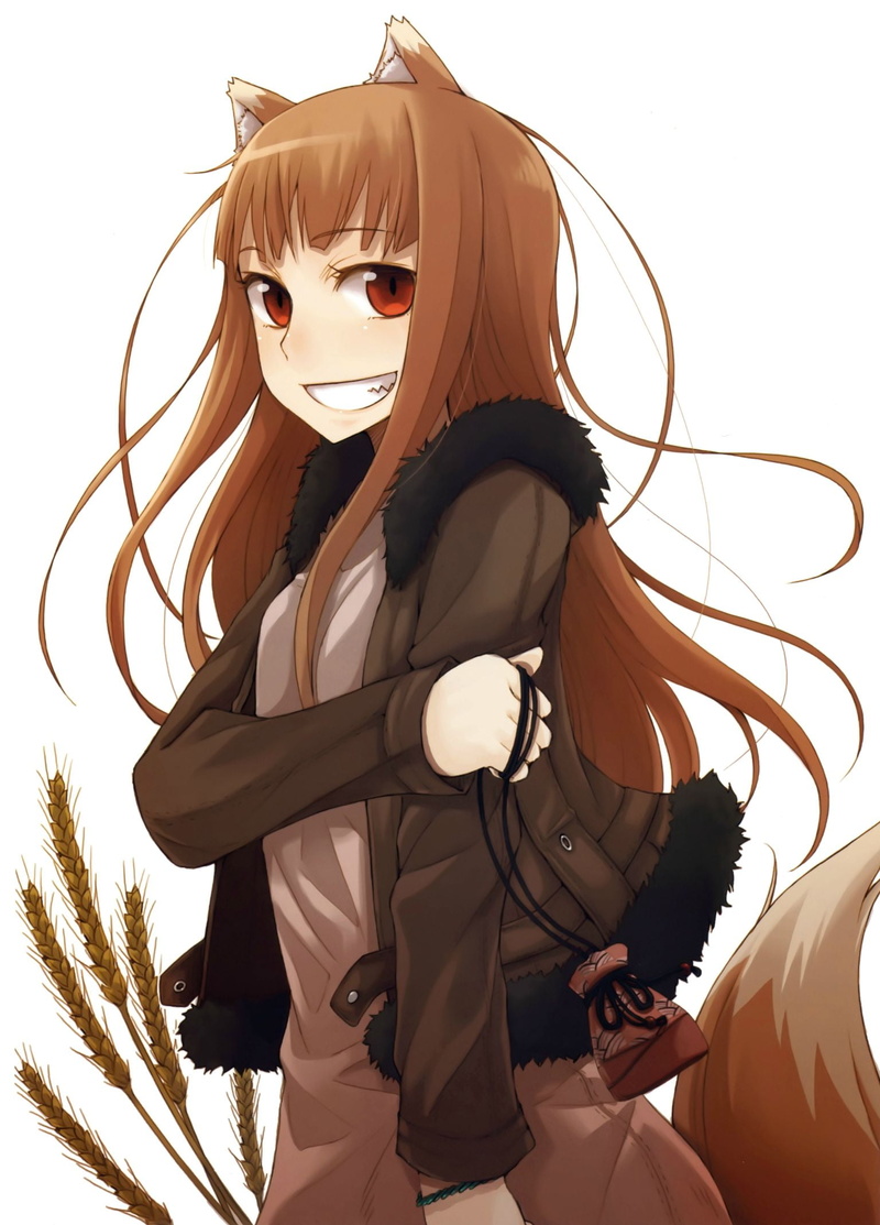 simple background, red eyes, Spice and Wolf, Holo (Wolf and Spice), looking at viewer, Holo, Holo (Spice and Wolf), wolf ears, Okamimimi, 1080P