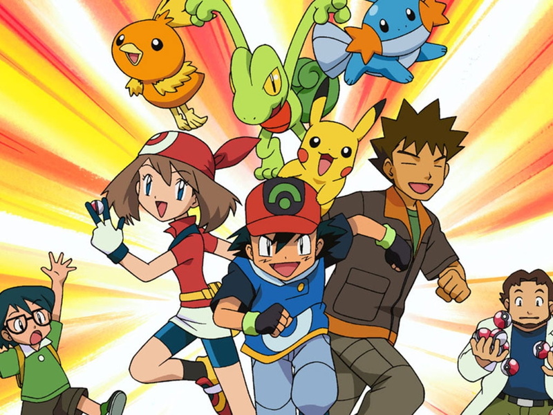 mudkip, torchic, poke, hd, 480P, Ash, friends, anime, brock, art, pikachumay, pokemon, max and professor
