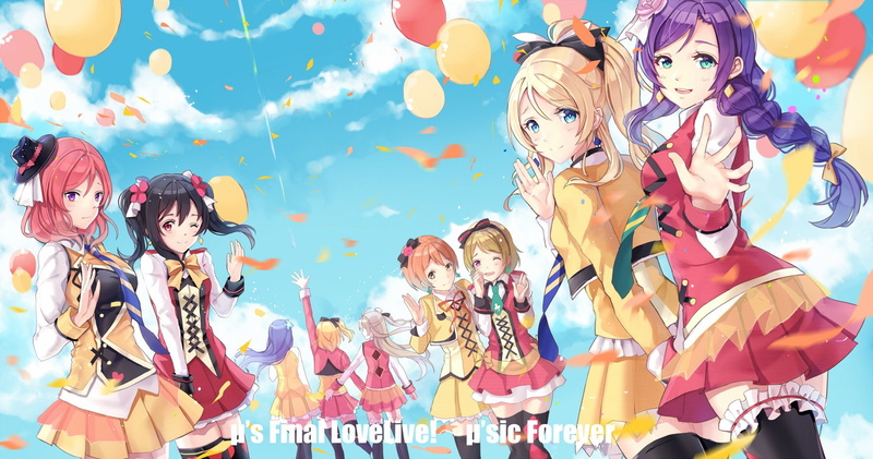 dress, Kousaka Honoka, Yazawa Nico, Koizumi Hanayo, Ayase Eri, wink, 720P, Toujou Nozomi, Love Live!, Hoshizora Rin, tears, Nishikino Maki, sky, Minami Kotori