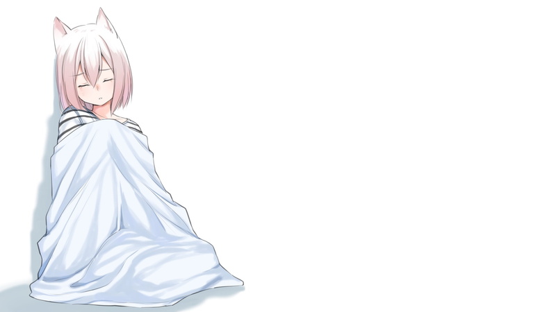 simple background, white, white color, manga, young adult, clothing, celebration, human representation, studio shot, event, nekomimi, minimalism, anime girls