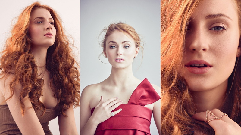 2K, beautiful people, hairstyle, Sophie Turner, human face, elegance, women, beautiful woman, females, dyed red hair, make-up, young women, long hair