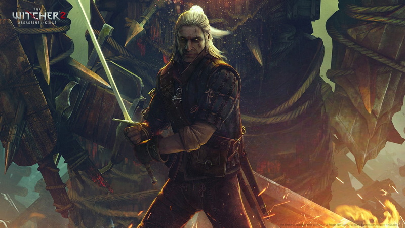 three quarter length, day, lifestyles, adult, game, real people, The Witcher, women, front view, young adult, Geralt of Rivia, clothing, outdoors, holding