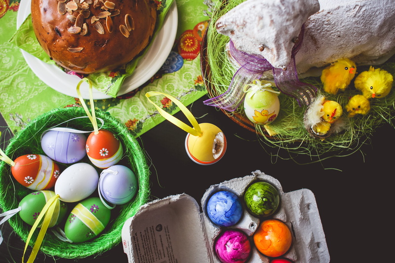 egg, easter cake, table, sweet, high angle view, easter bunny, eggs, yummy, 4K, easter lamb, easter eggs, healthy eating, freshness, indoors, wellbeing