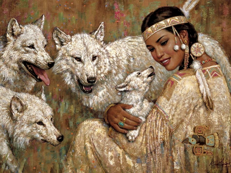 woman, wolves, photo, native, artistic, 720P, pack, hd, american