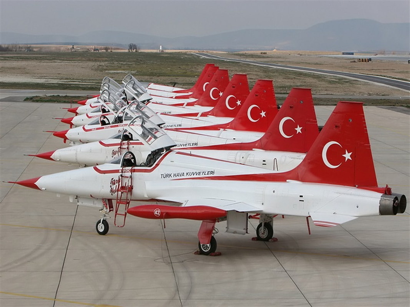 mode of transportation, vehicle, outdoors, red, no people, stationary, aerospace industry, in a row, air vehicle, airport, transportation, Turkish Stars