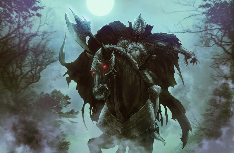Andrea Guardino, Nazgûl, Horse, Nazgul, Night, Figure, The Lord Of The Rings, Ghost ring, Illustration, The moon, Art, Forest, Ghost, 1080P, by Andrea Guardino