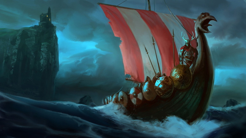 cold temperature, warrior, fog, solid, indoors, flowing, representation, water, darkness, castle, art and craft, creativity, viking boat, motion, longship