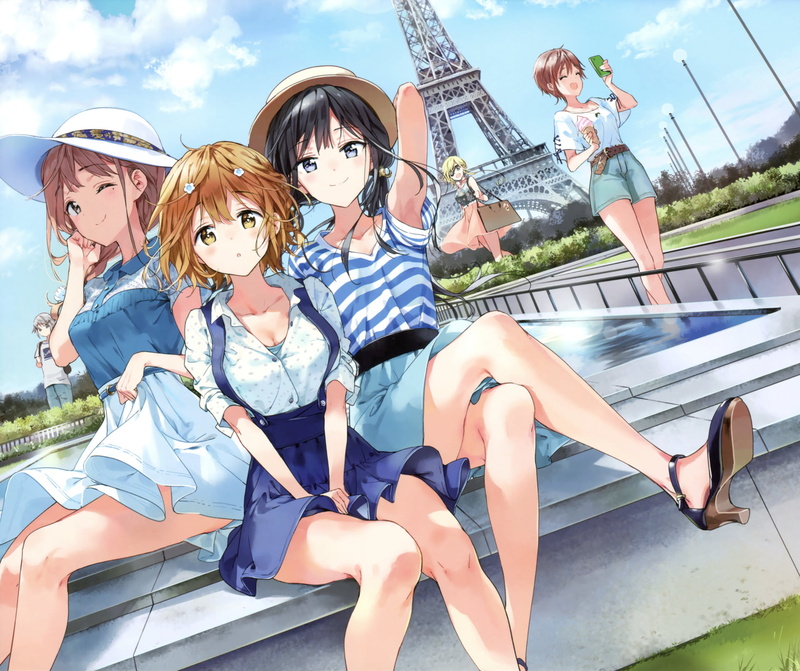 women, adult, Neko Fujinomiya, sitting, sky, leisure activity, nature, Tae Futaba, full length, people, beautiful woman, Aki Adagaki, group of people, outdoors