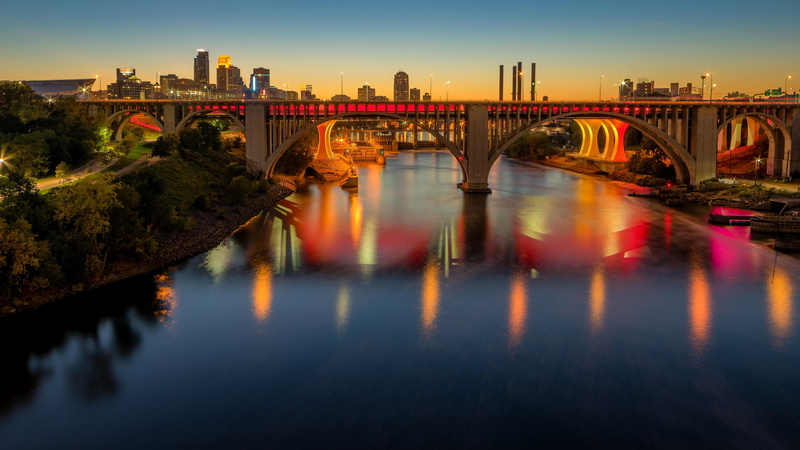 waterway, building exterior, waterfront, bridge, sunrise, mississippi, built structure, arch bridge, travel destinations, bridge - man made structure, city