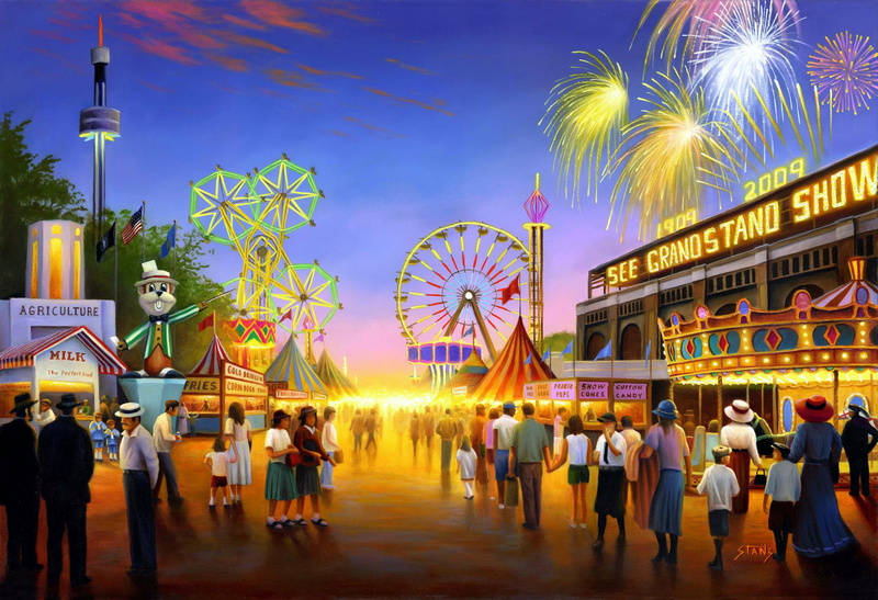 urban Scene, large group of people, night, ferris wheel, amusement Park, motion, city, group of people, illuminated, party - Social Event, minnesota, travel