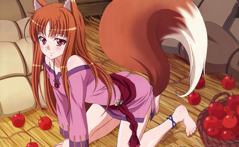Artistic, wolf, no people, girl, Spice, high angle view, indoors, Horo, Anime, close-up, v, female likeness, pink color, sculpture, human representation