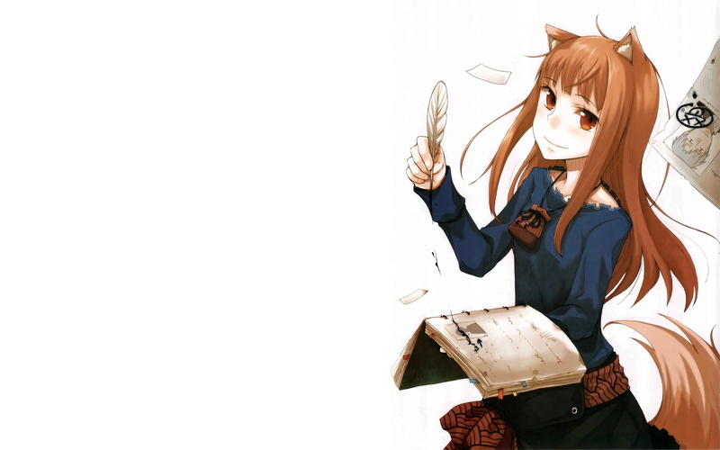 Horo, notebook., A friend, Anime, Spice and Wolf, 2K, pen, White background