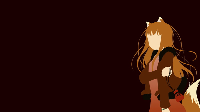 Anime, Holo (Spice and Wolf), Spice and Wolf, Brown Hair, Girl, 1080P, Animal Ears, Tail, Minimalist, Long Hair