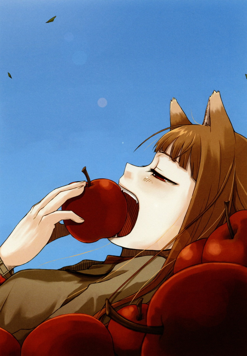 Holo (Spice and Wolf), red eyes, Spice and Wolf, 1080P, wolf ears, Holo, Holo (Wolf and Spice), simple background, Okamimimi