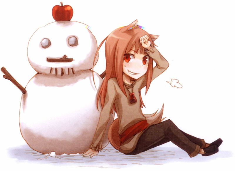 ears, snow, Winter, hd, apples, apple, holo, x, animal, brunettes, technology, inumimi, spice, snowmen, art, 2K, wise, wolf