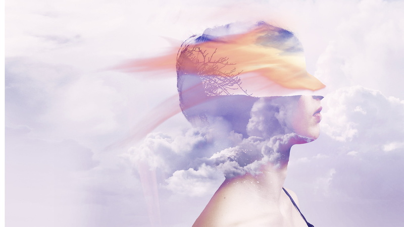 adult, profile view, young adult, outdoors, cold temperature, cloud - sky, one person, multiple exposure, human limb, women, double exposure, sky, human body part