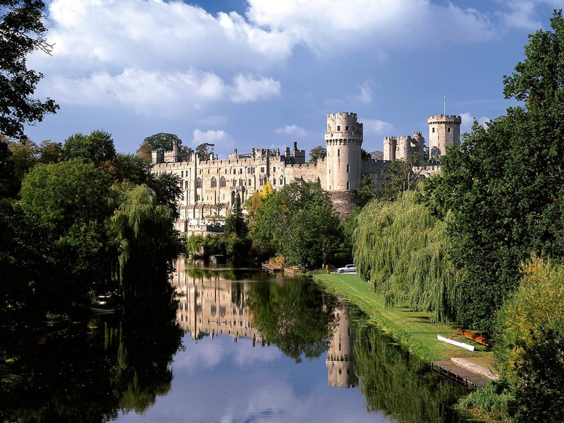 warwick castle, 720P, castle, UK, Warwick, England, reflection