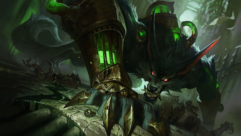 Angry, Look, League of legends, The game, Riot Games, Fangs, Teeth, Evil, Claws, Red eyes, Tail, Game, Catch, Long ears, Warwick, 4K, LoL