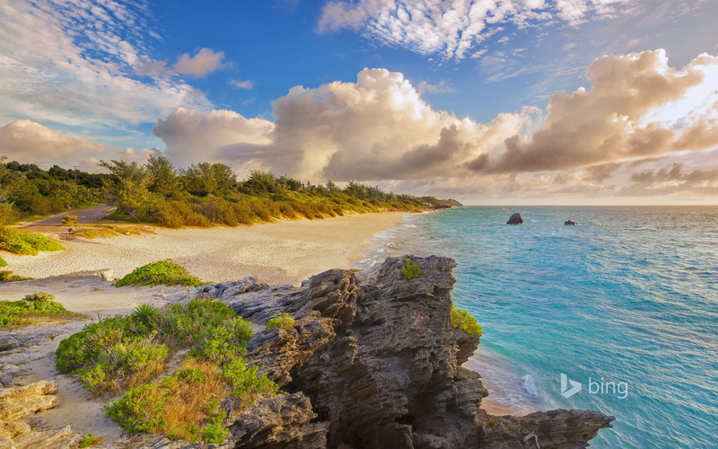 land, tranquil scene, tranquility, beauty in nature, outdoors, idyllic, solid, plant, clouds, Warwick Long Bay, water, sea, scenics - nature, sky, stones