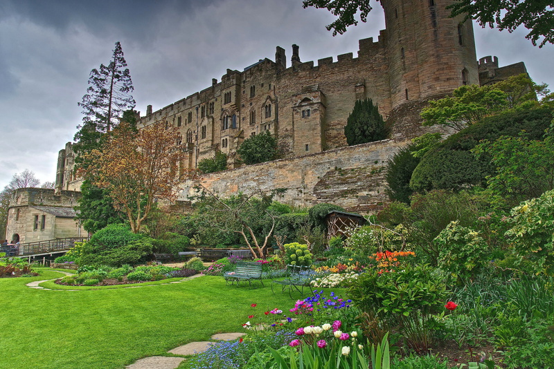 castle, belief, built structure, sky, flowering plant, Warwick castle, flowers, the past, the sky, outdoors, England, travel destinations, religion, flower