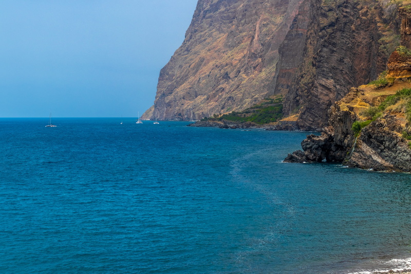 no people, cliff, sea, formation, scenics - nature, outdoors, costa, day, sky, tranquil scene, eroded, 5K, blue, hdr, 6k, horizon over water, idyllic