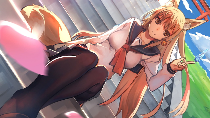 anime girls, lens flare, beautiful woman, sunlight, fox girl, 1080P, outdoors, real people, portrait, blond hair, clothing, lifestyles, young women, young adult