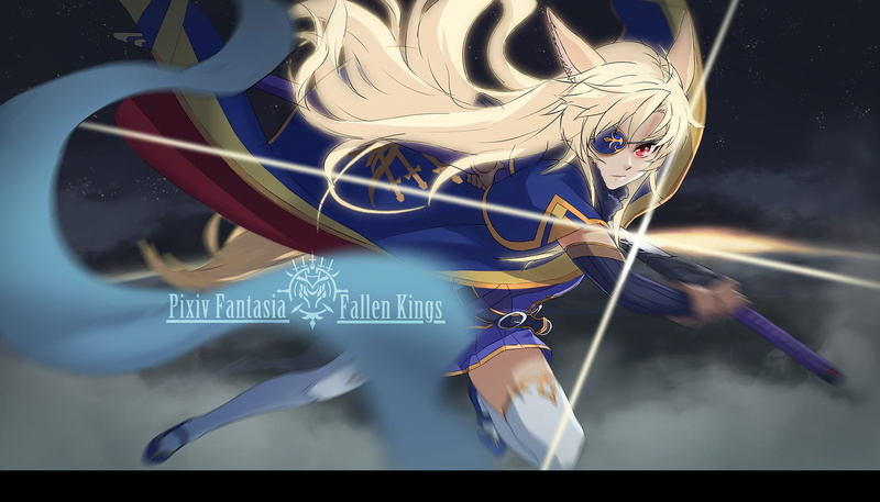 art and craft, Pixiv Fantasia: Fallen Kings, standing, illuminated, human representation, one person, female likeness, kitsunemimi , creativity, 720P
