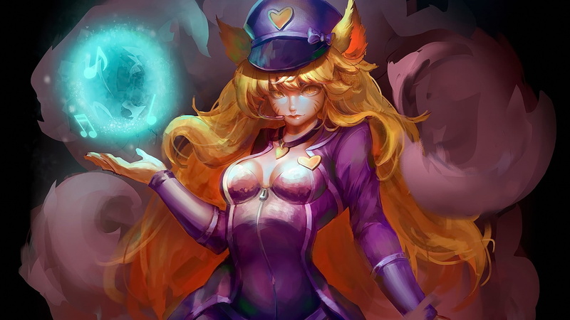 1080P, hat, creativity, illuminated, League of Legends, close-up, animal ears, female likeness, no people, Ahri, male likeness, human representation, multi colored