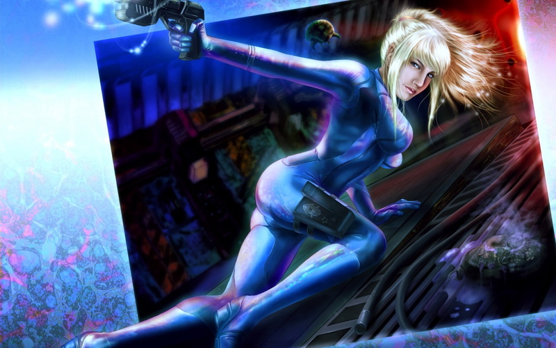 three quarter length, 720P, child, beautiful woman, blond hair, real people, sitting, childhood, young adult, women, lifestyles, Samus Aran, Zero Suit Samus