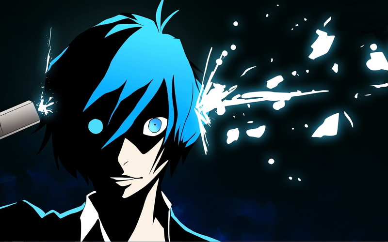 Persona 3, illuminated, representation, blue, illustration, nature, real people, lifestyles, anime, portrait, mask, human body part, human representation