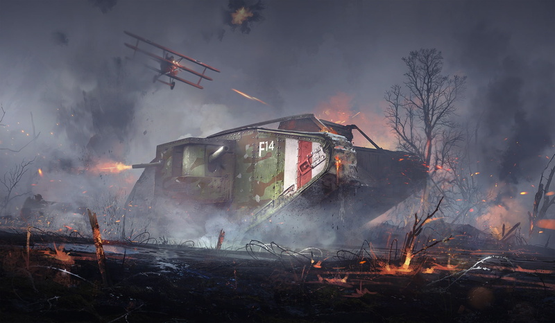 Landship, art, Mark V, tank, war, 1080P, Battlefield 1, DICE