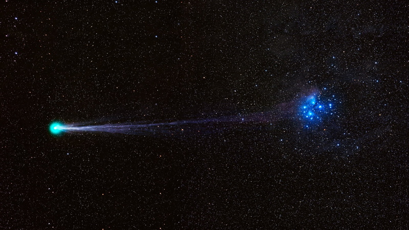 cosmic, comet, tail, 1080P, the Pleiades, the sky, night, stars, space