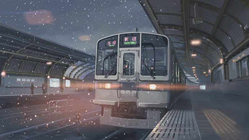 stations, centimeters, detaile, second, shinjuku, per, trains, technology, 1080P, train, vehicles, makoto, art, artwork, shinkai, hd, snow