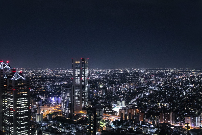 built structure, shinjuku, aerial, nightlife, tokyo, light, city life, urban, observatory, office building exterior, financial district, outdoors, building exterior