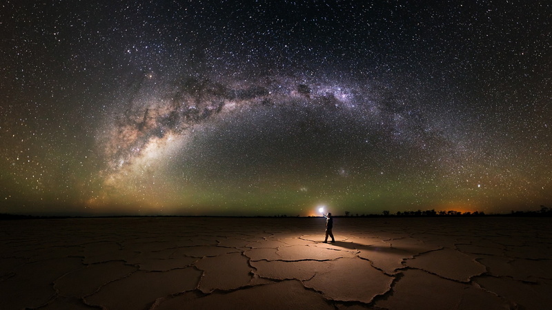lantern, nature, Australia, salt lakes, 1080P, explorer, starry night, lights, landscape, Milky Way, galaxy, long exposure