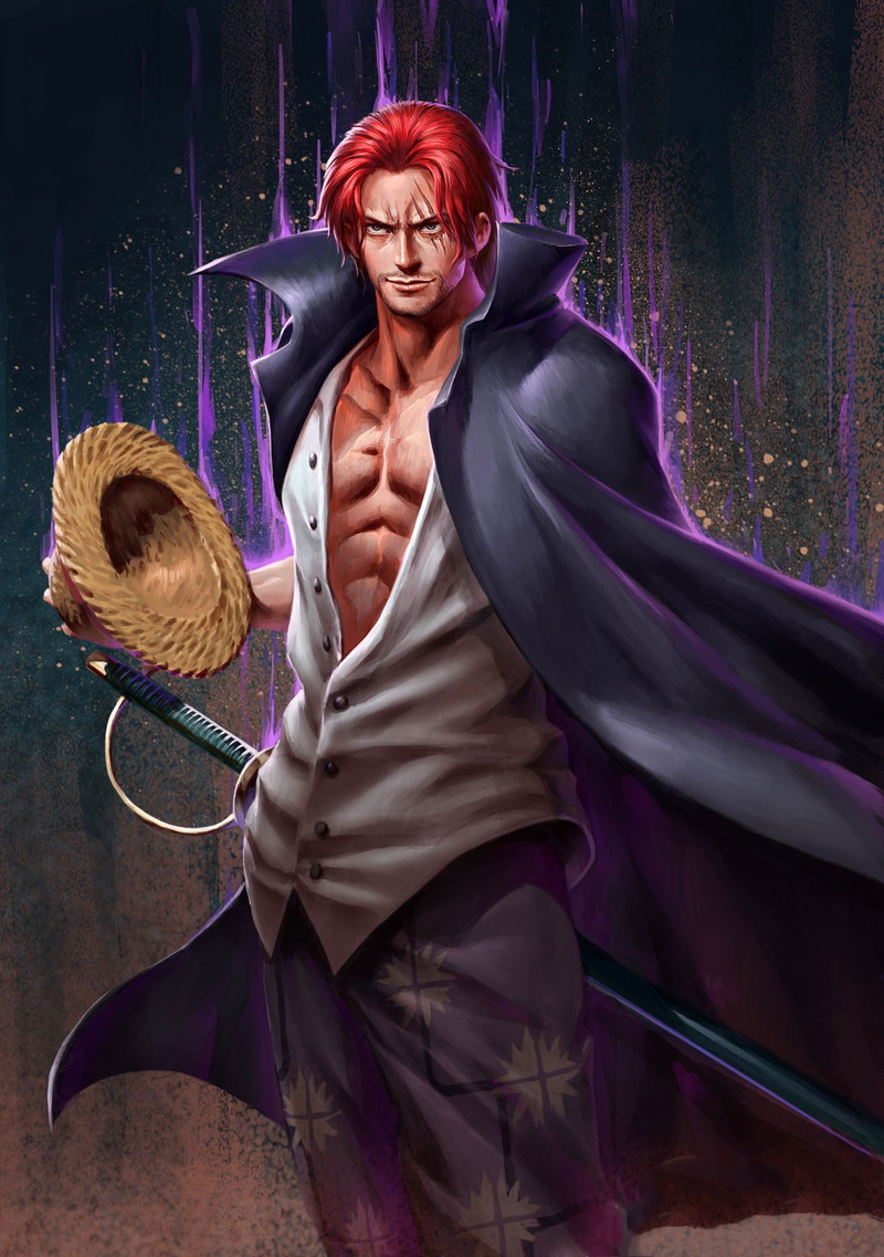 Haki, artwork, One Piece, Shanks, straw hat, redhead, 720P