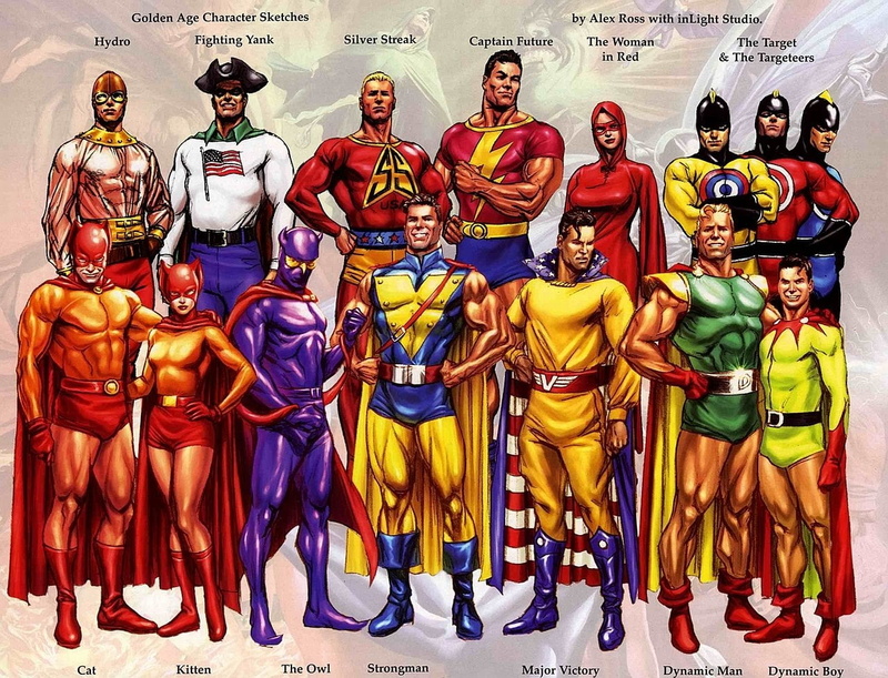 Kitten (Comics), The Owl (Comics), Hydroman, 720P, Major Victory, The Targeteers (Comics), Woman in Red (Comics), The Target (Comics), Dynamic Man, Strongman (Comics)
