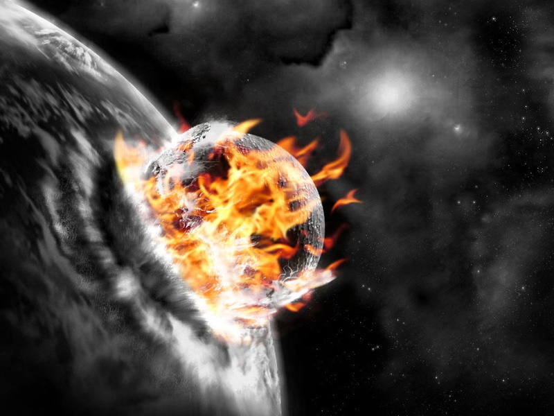 art, planets, black, white, Earth, hd, amp, Black-White, Space, Moon, 480P, Crash, Fire