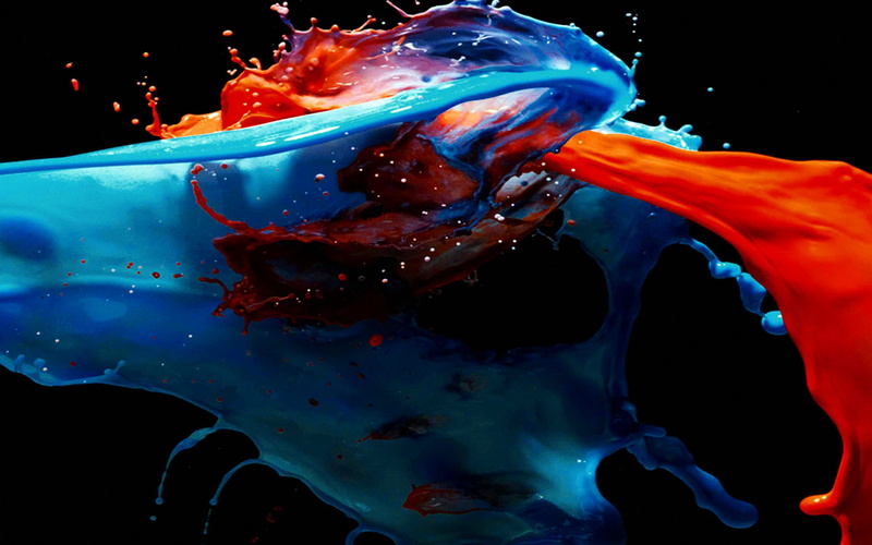 drop, art, underwater, motion, marine, multi colored, 4K, splash, animals in the wild, sea, black background, dark, indoors, mixing, paint, no people