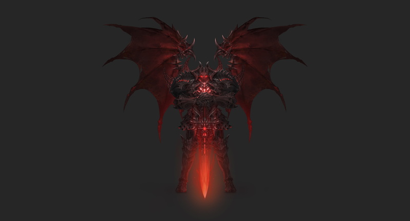 2K, MU ORIGIN illust, Minimalism, Art, Style, Daeho Cha, Characters, Sword, Demon, Fantasy, Armor, Wings