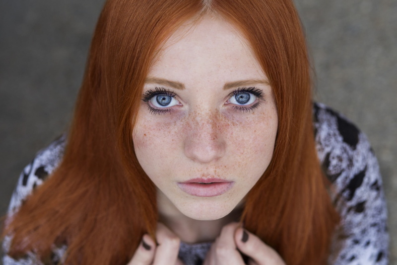 face, blue eyes, women, freckles, 1080P, redhead