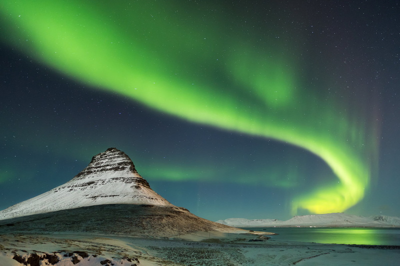 sky, Iceland, snow, luminosity, nature, no people, snowcapped mountain, 1080P, Northern lights, night, winter, astronomy, tranquility, tranquil scene