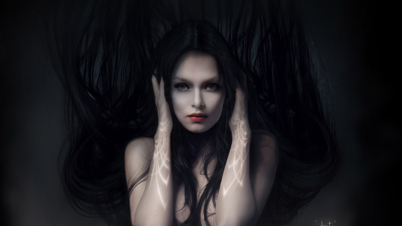 lips, hdr, ultrahd, white, Beautiful, red, 4k, 3840x2160 px, eyes, hd, women, Blonde, black, Dazzling, raven, haired, 4K, Gazing