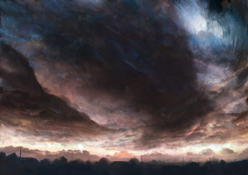 clouds, Cataclysm, fantasy art, 480P, painting