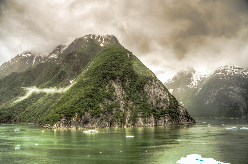 floating chunks, ocean, mountains, water, plant, juneau, landscape, no people, green, land, body, scenics, alaska, winter, travel, chunks, tranquil scene