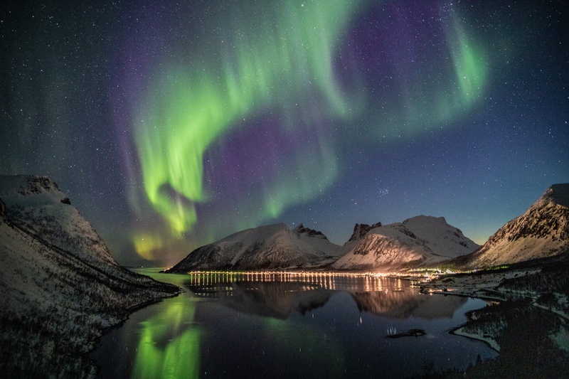 mountain range, snow capped mountains, cold, starry, majestic, green, astronomy, nature, river, winter, starry sky, mountains, tranquility, no people, night sky