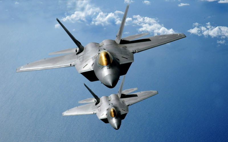 Aircraft, 2K, two, Raptor, Sky, planes, gray, Flight